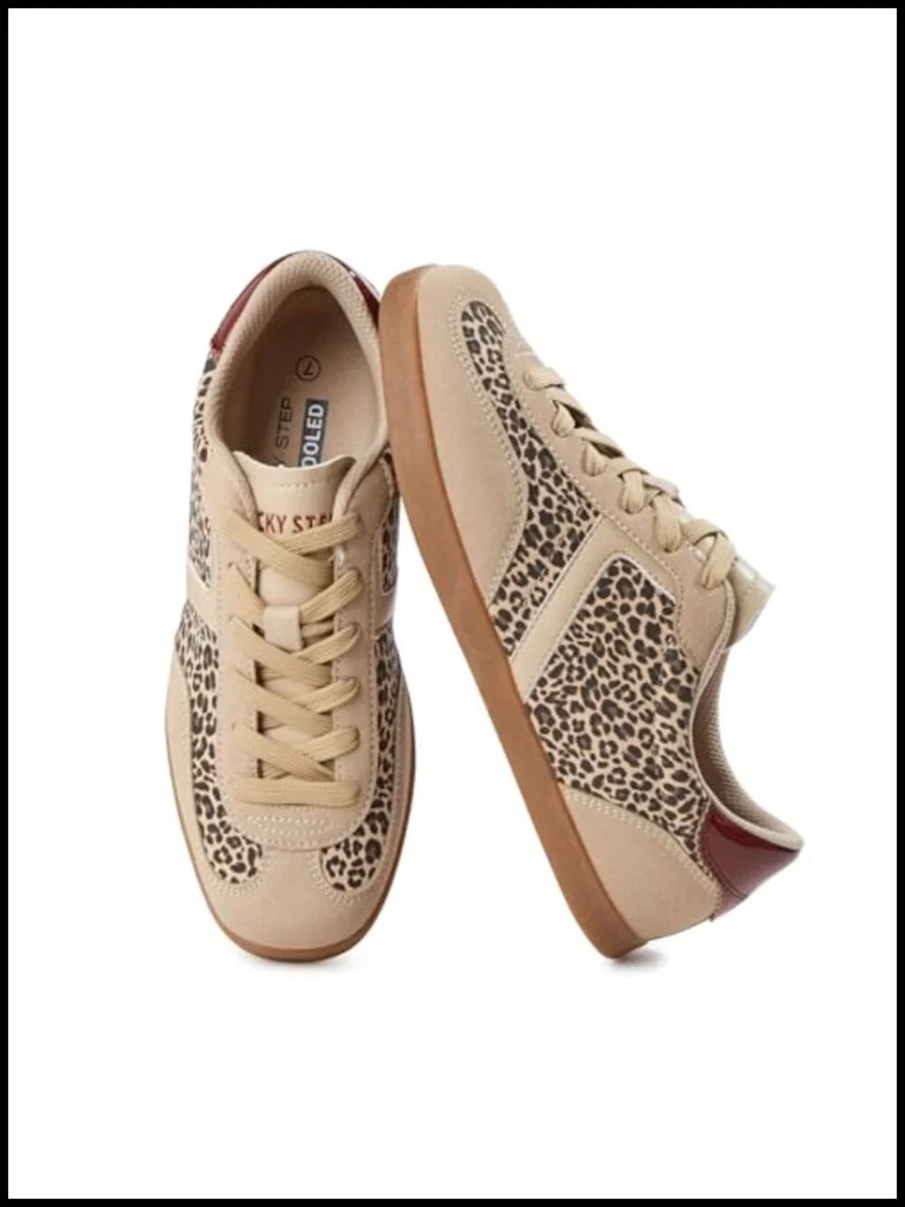 Vintage Retro Sneakers Fashion Casual Walking Shoes Non Slip PU Leather Lace Up